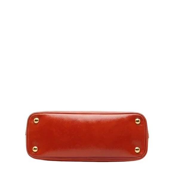 Prada Triangle Logo Plate Shoulder Bag 2-Way Orange Leather - Picture 3 of 10